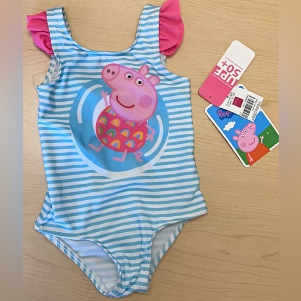 Girls Size 18M Peppa Pig 1-Piece Swimsuit UPF 50+ New